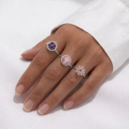 Trío de flores con anillos giratorios  relajantes