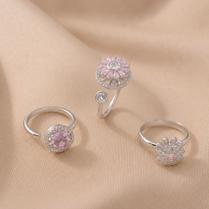 Trío de flores con anillos giratorios  relajantes