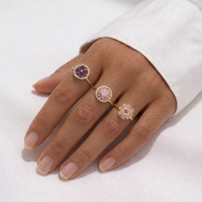 Trío de flores con anillos giratorios  relajantes